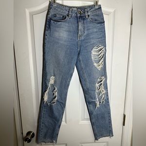 ASOS mid wash high wasted jeans.